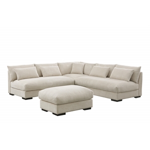 Corduroy 6 Seater Modern Sofa Couches with Ottoman