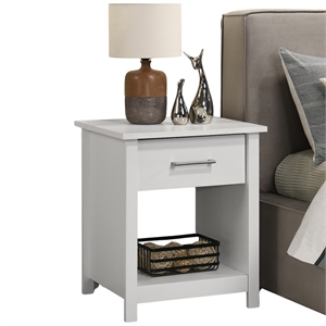 Wood Nightstand with Drawer and Open Storage Shelf Bedside Table for Bedrooms