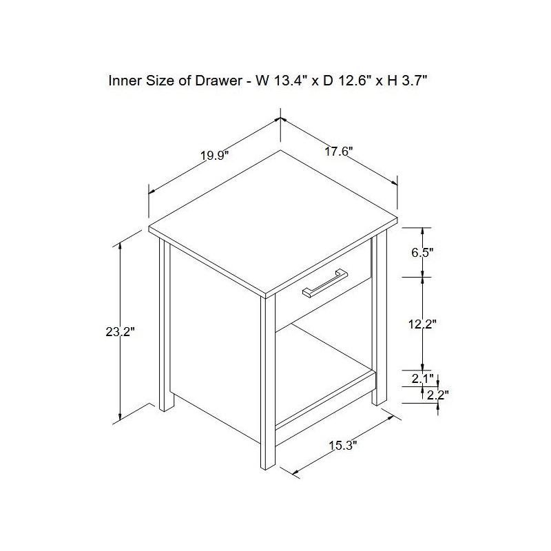 Wood Nightstand with Drawer and Open Storage Shelf Bedside Table for Bedrooms