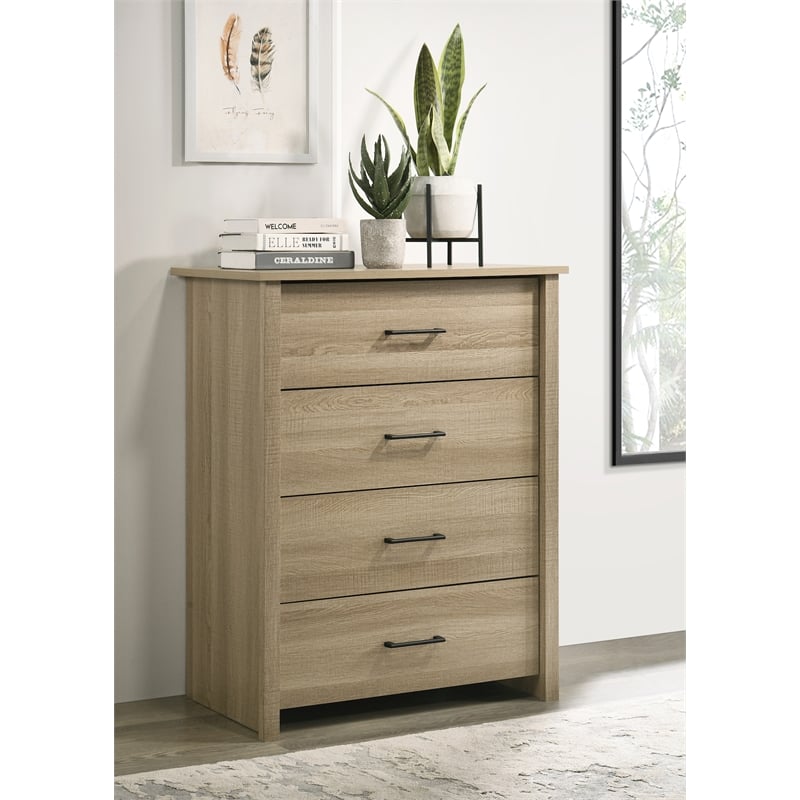 4 Drawers Chest Wood Storage Cabinet for Bedroom & Living Room