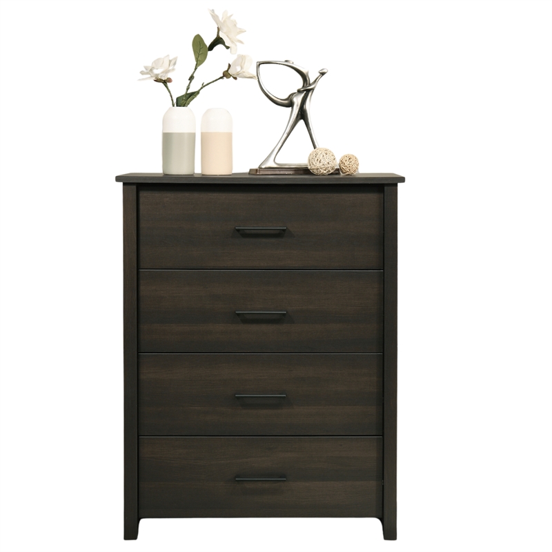 4 Drawers Chest Wood Storage Cabinet for Bedroom & Living Room