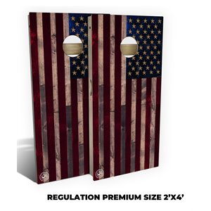 slick woody's regulation american flag cornhole board set in red (8 bags)
