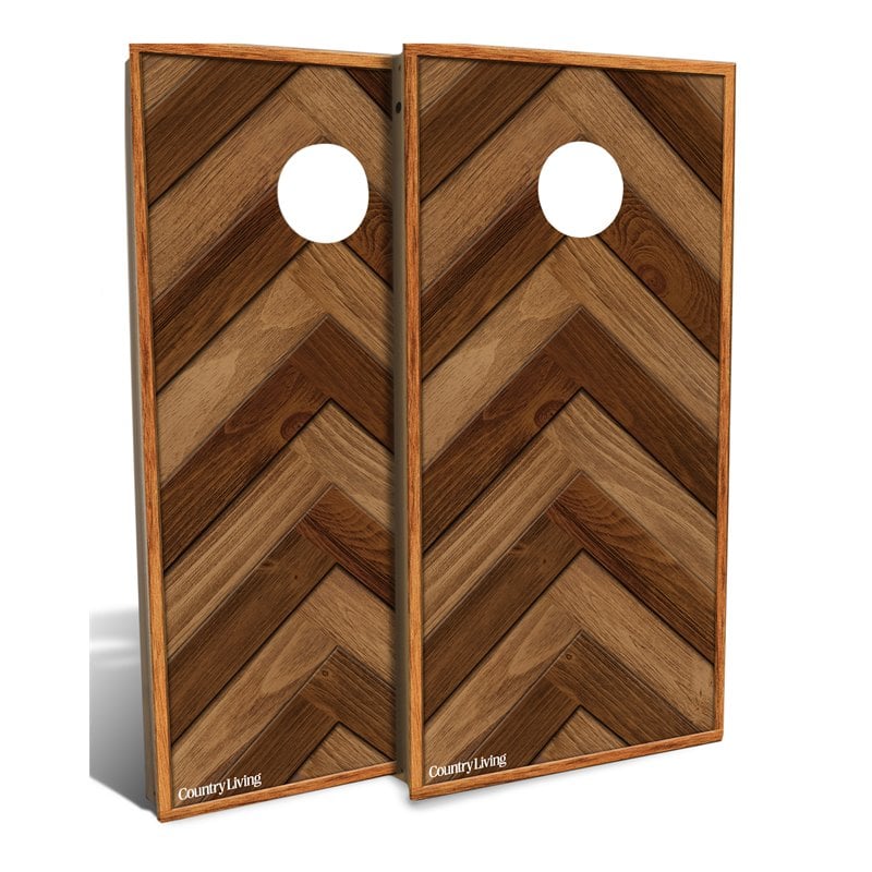 Slick Woody's Backyard Dark & Light Stain Chevron Cornhole Board Set in ...