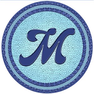 slick woody's 2.5' monogram tilted letter m vinyl underwater pool tattoo in blue
