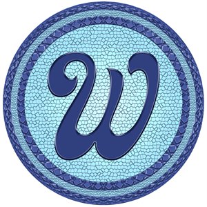 slick woody's 5' monogram tilted letter w vinyl underwater pool tattoo in blue
