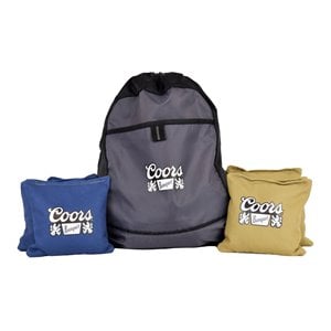 slick woody's coors banquet corn filled cornhole/carry bag set in multi-color