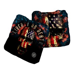 slick woody's liberty or death fabric pro cornhole bags in multi-color