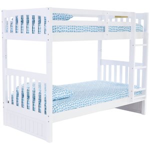 donco kids solid wood mission bunk bed in white 0210