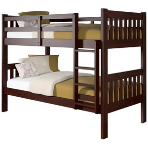 donco kids solid wood mission bunk bed in cappuccino 1010-15-18