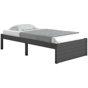 donco kids twin solid wood platform bed in dark gray 400