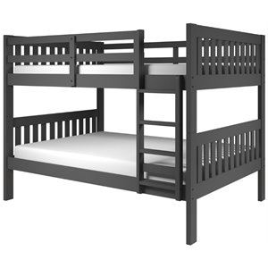 donco kids solid wood mission bunk bed in dark gray 1010-15-18
