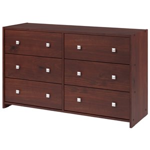 donco kids 6 drawer solid wood double dresser in cappuccino