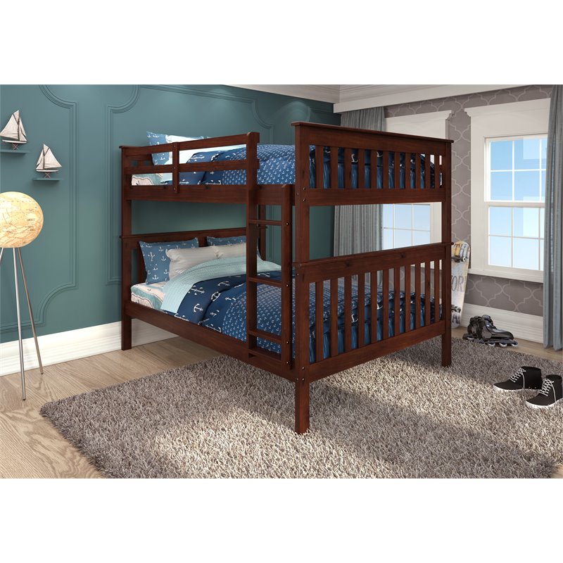 Donco Kids Full Over Full Solid Wood Mission Bunk Bed in Dark Cappuccino