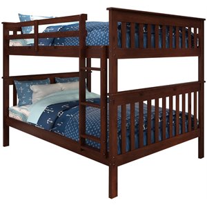 donco kids solid wood mission bunk bed in dark cappuccino 120-2-3