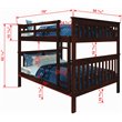 Donco Kids Full Over Full Solid Wood Mission Bunk Bed with Drawers in Cappuccino