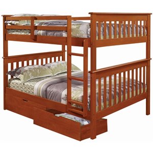 donco kids solid wood mission bunk bed with drawers in light espresso 120-2-3