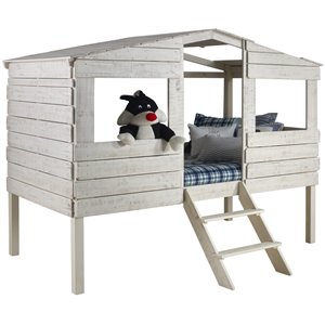 donco kids tree house twin solid wood loft bed in rustic sand 1380