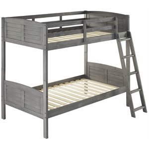 donco kids louver solid wood bunk bed in antique gray 2010