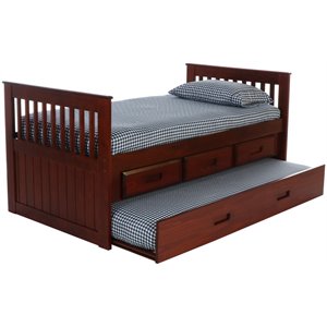 donco kids 6 drawer twin solid wood mission rake spindle bed in merlot