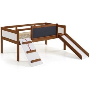 donco kids art play junior twin solid wood low loft bed in espresso