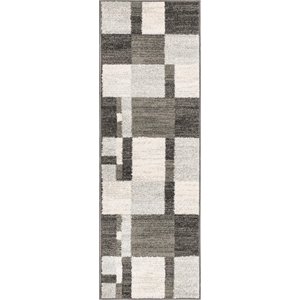 unique loom autumn color block area rug 2' x 6' runner gray/ivory