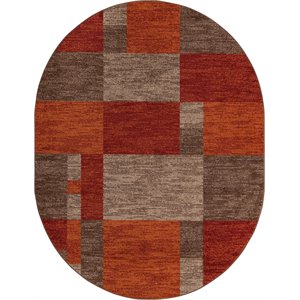 unique loom autumn color block oval rug 7' 10 x 10' oval multi/dark brown