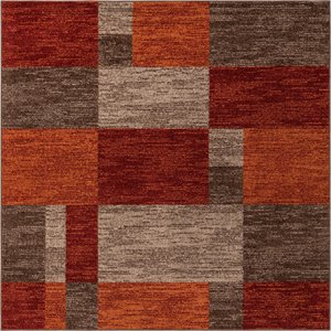 unique loom autumn color block square rug 7' 10 x 7' 10 multi/dark brown