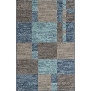unique loom autumn color block area rug 5' 3 x 8' rectangular blue/gray