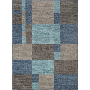 unique loom autumn color block area rug 9' x 12' rectangular blue/gray