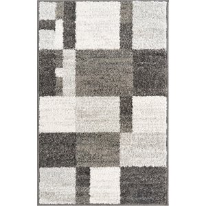 unique loom autumn color block area rug 2' x 3' rectangular gray/ivory