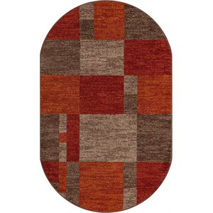 unique loom autumn color block oval rug 5' x 8' oval multi/dark brown