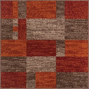 unique loom autumn color block square rug 4' x 4' multi/dark brown