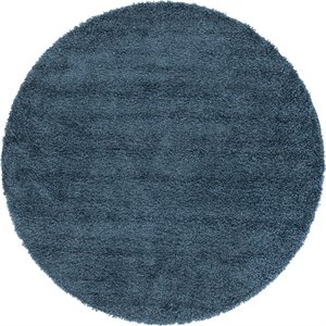 unique loom davos shag soft & cozy area rug 3' 3 x 3' 3 round marine blue