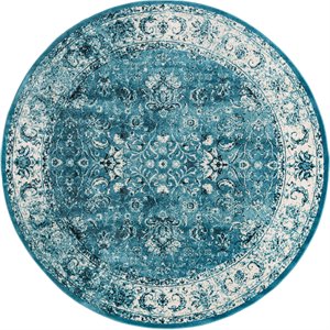 unique loom imperial bright color area rug 3' 3 x 3' 3 round turquoise/ivory