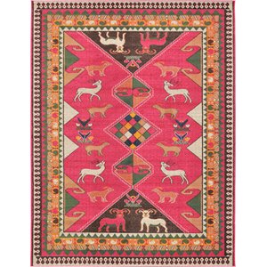 unique loom sedona over-dyed animals rug 9' x 12' rectangle pink/beige