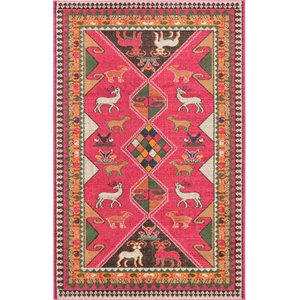 unique loom sedona over-dyed animals rug 5' x 8' rectangle pink/beige
