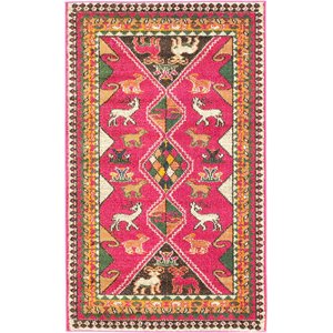 unique loom sedona over-dyed animals rug 3' 3 x 5' 3 rectangle pink/beige