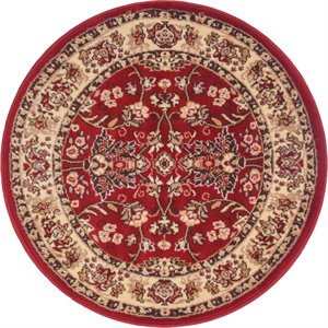 unique loom sialk hill persian floral rug 3' 3 x 3' 3 round burgundy/ivory