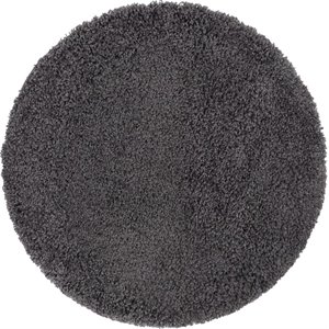 unique loom solid shag modern plush area rug 3' 3 x 3' 3 round graphite gray