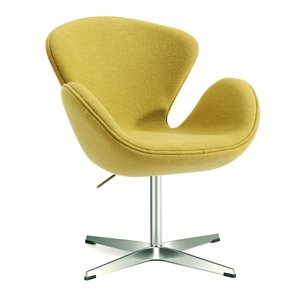 mos modern wool adjustable height swivel lounge chair in citron yellow