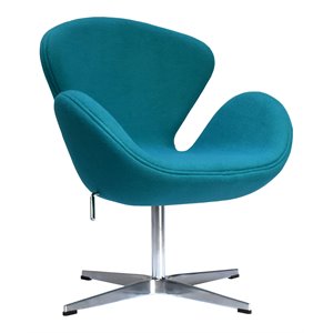 mos modern wool adjustable height swivel lounge chair in teal blue