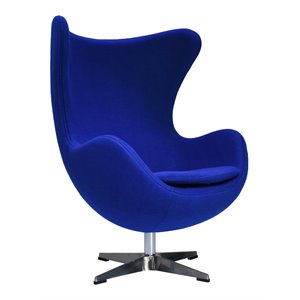mos cocoon modern wool 360 swivel tilt lounge chair in blue