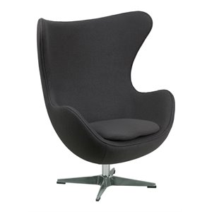 mos cocoon modern wool 360 swivel tilt lounge chair in dark gray