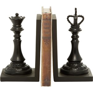 leeds & co walnut brown traditional chess bookends (set of 2)