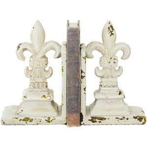 leeds & co distressed off white polystone vintage bookends (set of 2)