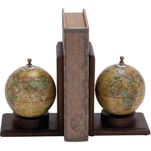 leeds & co rustic brown wood resin l-shaped bookend (set of 2)