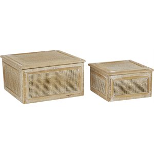 leeds & co brown wood country cottage box (set of 2)