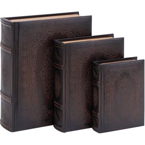 leeds & co dark brown wood traditional box (set of 3)