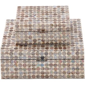 leeds & co brown mother of pearl coastal box (set of 2)
