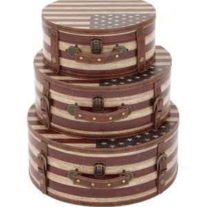 leeds & co multicolor wooden american flag box (set of 3)